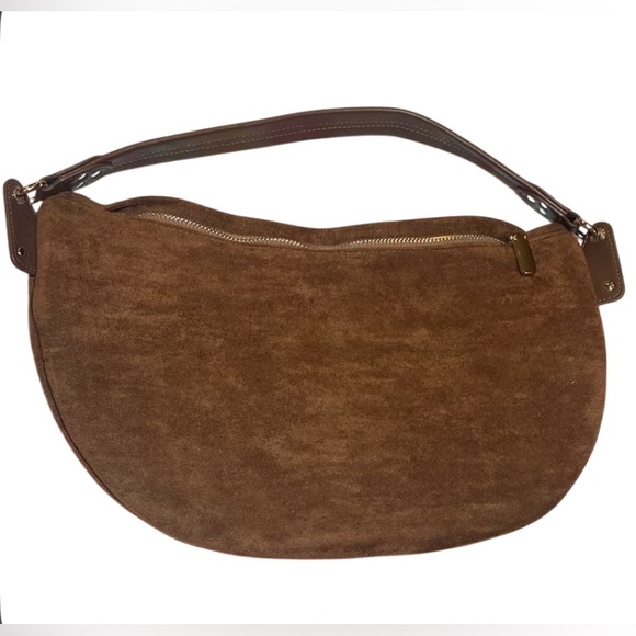 Brown Studded Boho Faux Suede Shoulder Bag Adjustable Crossbody - Picture 6 of 9